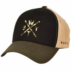 Casquettes WATTS TRUCKER CAP LONDON KAKI/BLACK 23 Noir / Beige / Vert